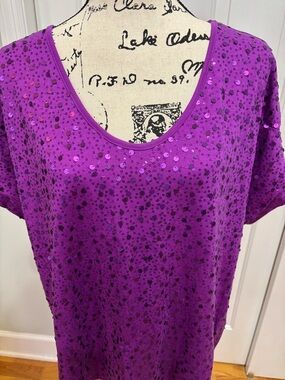 Lane Bryant 18/20 Purple Sequin Tee EUC